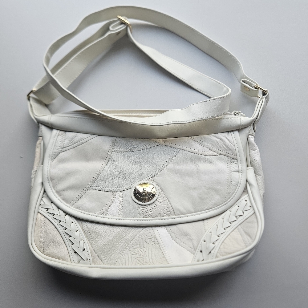 QQQ Dayco Original Ivory Crossbody Bag Boho Textured Leather